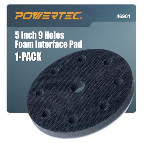 Image of POWERTEC 5-Inch Foam Interface Pad, 9-Hole Hook and Loop Sanding Backing Pad for Festool RO125 / ETS 125 Sander Orbital Sanders – High-Density PU Cushion, Sanding & Dust Extraction – 1-Pack (46901)