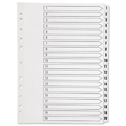 Image of Q-Connect 1-20 Index Multi-punched Polypropylene White A4