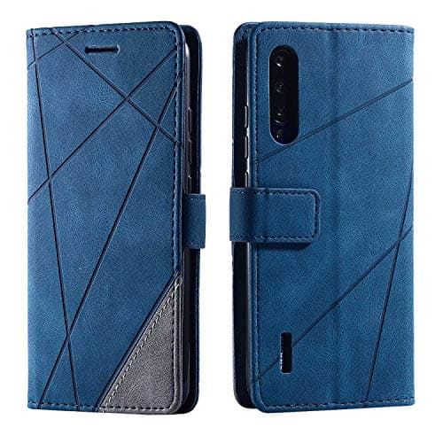 Image of SONWO Case for Xiaomi MI A3 Case, Premium Leather Flip Wallet Case Magnetic Closure Card Slots Kickstand Phone Case for Xiaomi MI A3, Blue