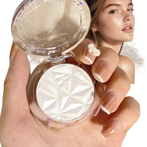 Image of Diamond Shine Highlighter Powder Makeup Palette - Face Highlighter Palette with Long-Lasting Lightweight Shimmer Colors for Highlighting and Contouring (Pearl White)