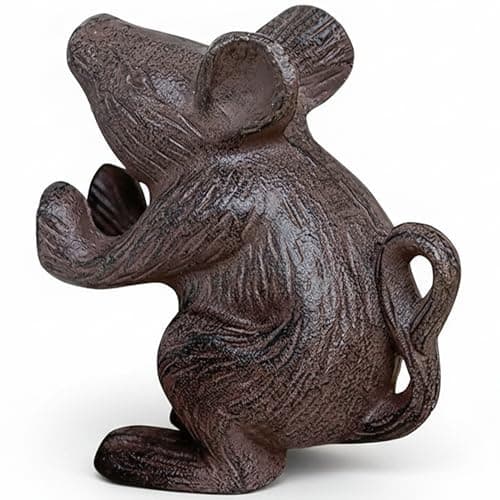 Image of Cast Iron Mouse Door Stop by Comfify- Decorative Vintage Rustic Door Stop - Stop Your Bedroom, Bath and Exterior Doors with Style - Rustic Brown Color