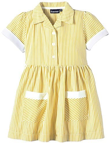 Image of Blue Max Banner Girls Kinsale Striped Short Sleeve Dress, Yellow, Size 10 (Manufacturer Size:9/10)