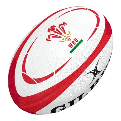 Image of Gilbert Wales WRU Replica Rugby Ball 2020 - White and Red 5