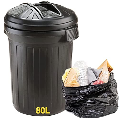Image of STORM TRADING GROUP Black Large 80 Litre Capacity Dustbin Heavy Duty Outdoor Shatterproof Refuse/Rubbish Bin With Lid (1)