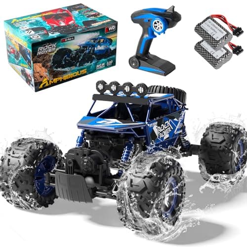 Image of BananMelonBM 1:10 Scale RC Cars Amphibious, 48+ KM/H High Speed RC Monster Truck, 4WD Waterproof Off-Road Truck, 2 Batteries 80Mins Play, Independent Suspension, Toy Gift for Kids Boys Girls Adults
