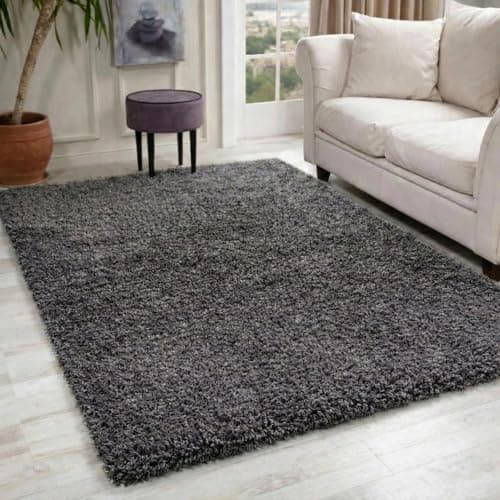 Image of Serdim Rugs Living Room Shaggy Area Rugs Dark Grey 120x170cm(4'x5'6)