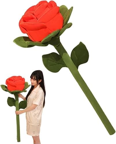 Image of TOSOPA Giant Rose Flower Pillow - Large & Small Realistic Bloom Decorative Cushion for Sofa & Bed, Unique Romantic Gift for Valentine’s, Mother’s Day, Birthday (pink,Small)