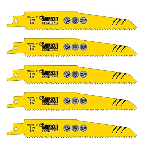 Image of 5 x SabreCut SCRS610DF_5 150mm 6 TPI S610DF Fast Wood and Metal Cutting Reciprocating Sabre Saw Blades