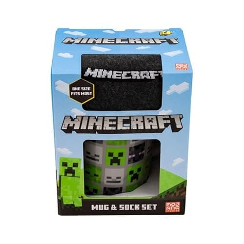 Image of Minecraft Mug and Sock Set | Hot & Cold Drinks | Home Or Office | Gift for Adult Kids | Unisex | OneSize | 312ML - Multi