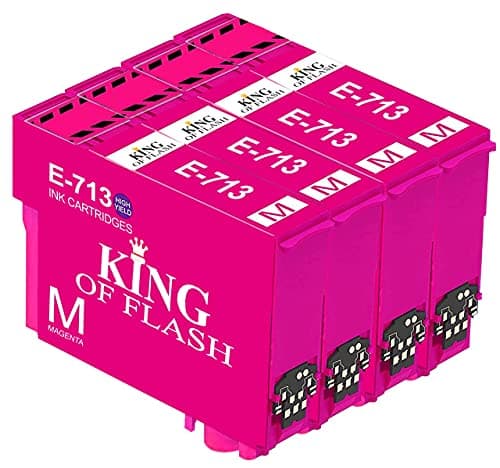 Image of KING OF FLASH 4 Magenta Compatible Printer Ink Cartridges For Epson T0713 - Epson Stylus D78, D92, D120, DX4000, DX4050, DX4400, DX4450, DX5000, DX5050, DX6050, DX7000F, DX7400. DX7450, DX8400