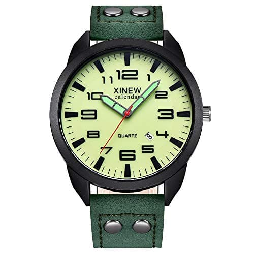 Image of Analog Quartz Watches Date Watch Men's Leather Business Wrist Casual Men's Watch Diving Watches for Men (D, One Size)