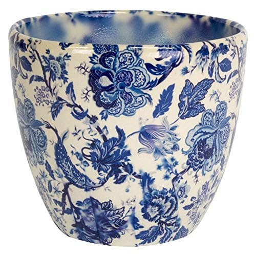 Image of Ivyline Monza Ceramic Vintage Blue Planter 15.5Cm VBM1416, Cream/Pink/Blue