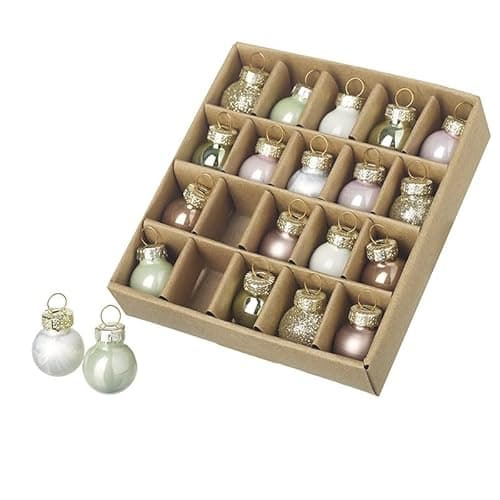 Image of Heaven Sends Pink and White Mini Glass 2cm Baubles Set of 20