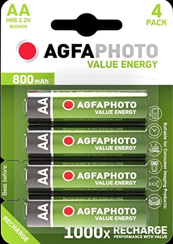 Image of 4 x AGFA AA 800mAh RECHARGEABLE BATTERIES 1.2V NiMh