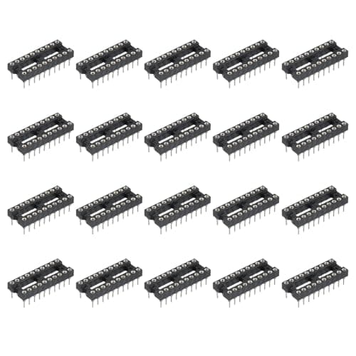 Image of sourcing map 24Pcs DIP IC Chip Socket Adapter 7.62mm Row Pitch Round 20 Pin IC Assortment Kit 2.54mm/0.1" Pitch for Breadboard Project, PCB Board Design