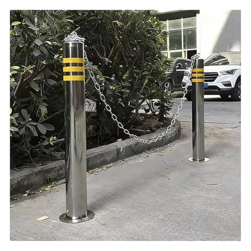 Image of Parking Barriers Steel Safety Bollard Post 2 Packs, Reflective Parking Barrier With 1m Chain, Used In Busy Traffic Areas Of Shopping Malls(100x7.6cm/39.4x3")