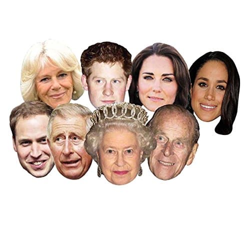 Image of 8 Pack Royal Family Queen King Charles III Queen Consort Camilla Phillip Kate William Harry Meghan King’s Coronation Supplies Celebrities Face Mask Hen and Stag Parties Fancy Dress