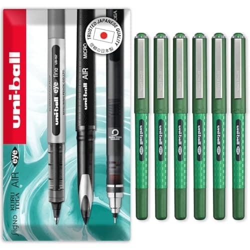 Image of uni-ball EYE - UB-157D Liquid Ink Rollerball Pens - 0.7mm Nib - In Envelope Gift Packaging (Pack of 6, Green)