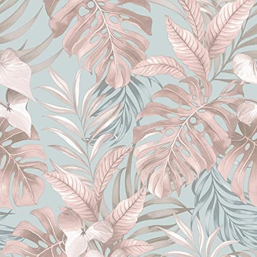 Image of Muriva Teeva Jungle Duck Egg Wallpaper 183502 - Tropical Palm Leaf Foliage Tree