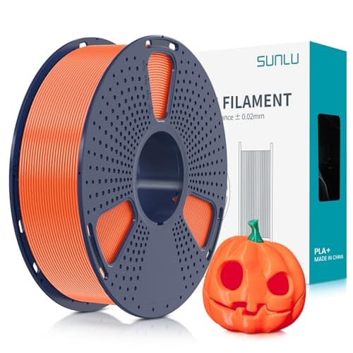 Image of SUNLU PLA PLUS 3D Printer Filament, 1.75mm PLA+ 3D Filament for FDM 3D Printer & 3D Pens, Neatly Wound Filament, Strong and Toughness, Dimensional Accuracy +/- 0.02mm, 1KG Spool(2.2 LBS), Sunny Orange
