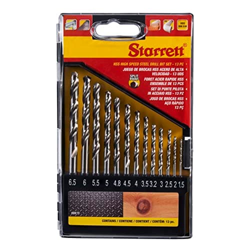 Image of Starrett HSS Drill Bit Set - 13 Piece HSS Drills KBK13 - For Steel, Cast Iron, Aluminium, Wood, Plastics