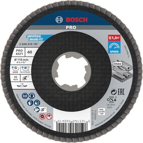 Image of Bosch Professional 1x Angled Flap Disc Best (for Metal, X-LOCK, X571, Diameter 115 mm, Grit Size K40, Accessories for Angle Grinders)