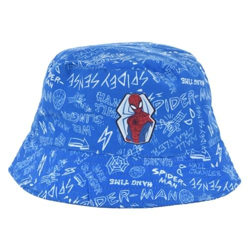 Image of Spiderman Marvel Bucket Hat Summer Hat for Children in Polyester, blue, 52-53