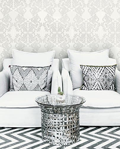 Image of Holden Decor Opulence 65253 Paper Wallpaper, Silver 65210, 10.05 m x 0.53 m