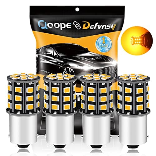 Image of Defvnsy P21W BA15S LED Bulb Super Bright, 12V 24V 1156 1003 Bulbs Amber 2835 33SMD LED Light for Turn Signal Lights, Tail Lights, Indicator Lights, Parking Lights (Pack of 4)