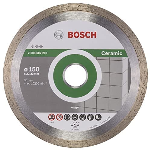 Image of Bosch Professional 1x Diamond Cutting Disc Standard for Ceramic (for Stone, Tile, Ceramic, Ø 150 x 22,23 x 1,6 x 7 mm, Accessories for Angle Grinders)