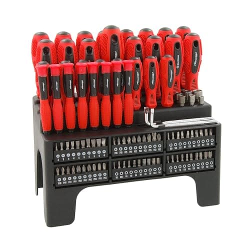 Image of Neilsen CT2551 106pc Screwdriver and Bit Set with Precision Screwdrivers, Ratchet Bit Handle, Nut Drivers and Wall Mount Rack
