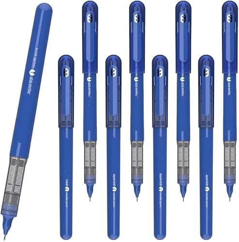 Image of 10 x Paper Mate Inkjoy Rollerball Pen | Liquid Ink that is Quick-Drying with Less Smudge | 0.5mm Needle Point Fine Nib for Precise Writing | Blue Colour Ink | Loose in Plain Packaging