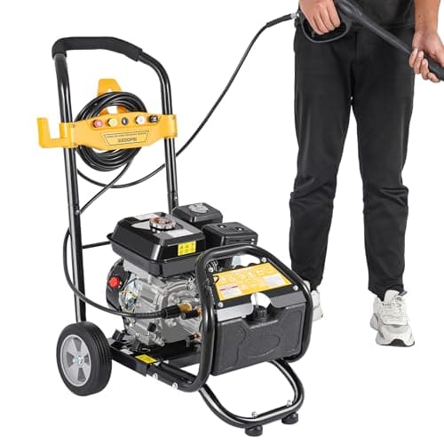 Image of 7.5HP Petrol Pressure Washer 2200W 3400RPM High Power Jet Wash | 8m Spray Hose & 2m Suction Pipe | Portable Cleaning Machine for Car, Patio, Driveway, Garden, Fence, Outdoor