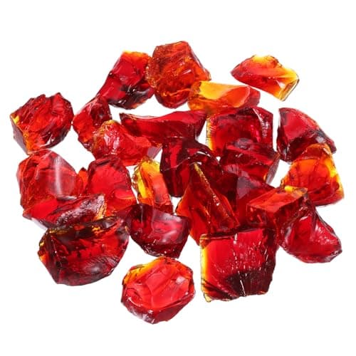 Image of sourcing map Fire Glass for Fire Pit,2-3cm(1/9") High Luster Reflective Glass Rocks for Natural or Propane Fireplace, Safe for Outdoors and Indoors Fire pit Glass, Red