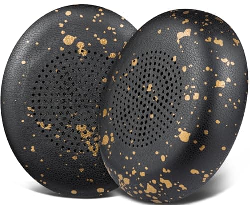Image of SOULWIT Earpads Replacement for Jabra Evolve2 65 (Evolve 2 65MS 65UC MS UC)/Evolve2 40 (40UC 40MS USB)/Elite 45h On-Ear Wireless Headset, Ear Pads Cushions with Softer Protein Leather - Black Gold