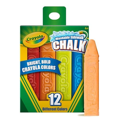 Image of CRAYOLA Outdoor Chalk - Assorted Colours (Pack of 12) | Perfect for Drawing on the Pavement or Patio - Easily Washes Away with Water! | For Ages 4+