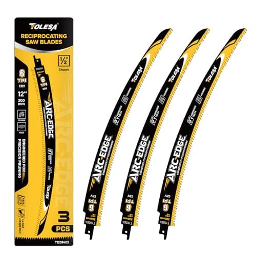 Image of TOLESA Japanese Teeth Reciprocating Saw Blade 300mm, Arc Edge Wood Pruning Saw Blades 6TPI for Tree Trimming&Wood Cutting (3-Pack)