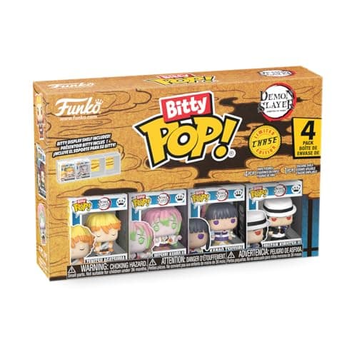 Image of Funko Bitty POP! 4 Pack: Demon Slayer - Zenitsu Agatsuma, Mitsuri Kanroji, Kanao Tsuyuri, Mystery Mini Figure - Styles may vary - 0.9 inch (2.2 cm) Collectable - Stackable Display Shelf Included