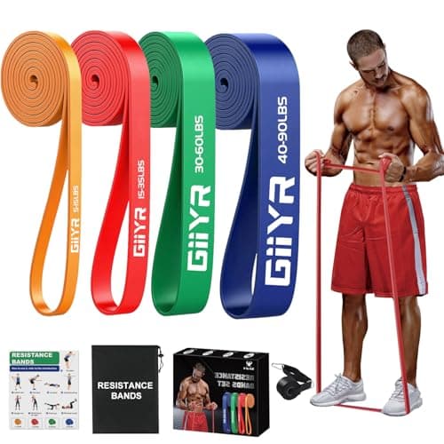 Image of Giiyr Resistance Bands Set for Men & Women - 4 Levels Exercise Band with Door Anchor, Pull Up Bands for Strength Training, Stretching, Powerlifting, Home Workouts, and CrossFit (4pcs)