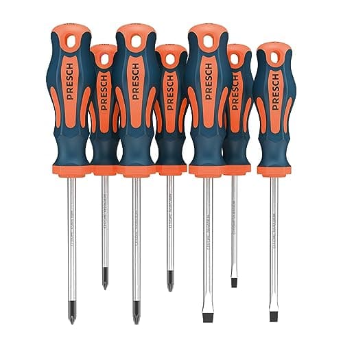 Image of Presch Screwdriver Set 7 Pieces - Magnetic Screwdriver Sets with Slotted, Pozidrive and PH Screwdrivers - Pro Screw Driver Kit