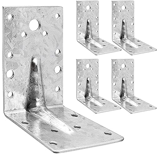 Image of ASelected Pack of 15 Heavy Duty Right Angle Joist Connectors with Beading 90 x 60 x 60mm Reinforced Wide Galvanised Metal Corner Brace Timber Brackets Plates for Wood