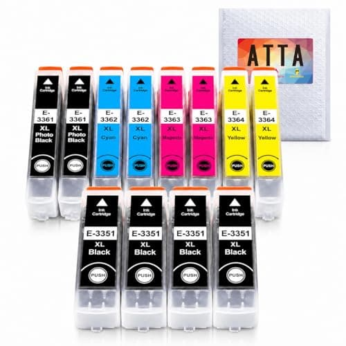 Image of ATTA 33XL Ink Cartridges for Epson 33 33XL Ink for Epson Expression Premium XP-900 XP-830 XP-7100 XP-645 XP-640 XP-635 XP-630 XP-540 XP-530 4 Black 2 Cyan 2 Magenta 2 Yellow 2 Photo Black