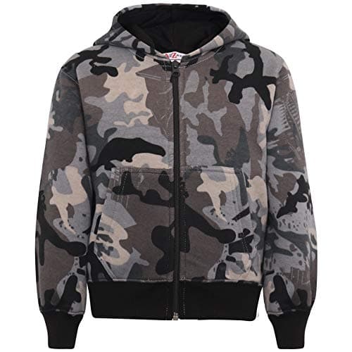 Image of A2Z 4 Kids Girls Boys Classic Plain Tie Dye Print Full Zip Up Hooded Zipper Top Jacket - Zipper Camo Charcoal 11-12