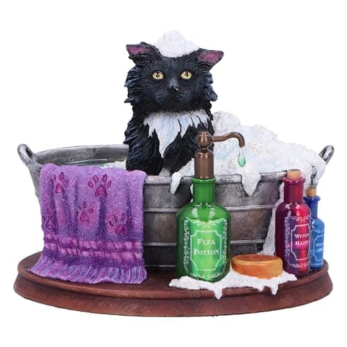 Image of Nemesis Now Lisa Parker Bath Time Figurine 11cm, Resin, Inspired by Bath Time Artwork, Cat in Bath Tub Ornament, Lisa Parker Bathroom Decor, Cast in the Finest Resin, Expertly Hand-Painted