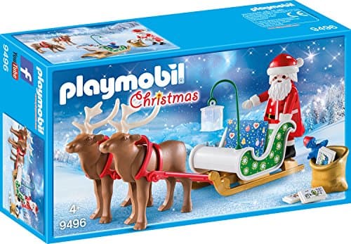 Image of Playmobil 9496 Christmas Santa's Sleigh with Reindeer, Fun Imaginative Role-Play, PlaySets Suitable for Children Ages 4+