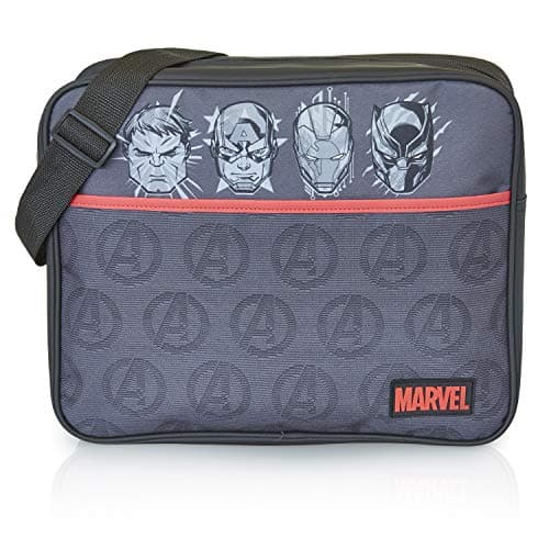 Image of MARVEL Avengers Messenger Bag for Boys, Men with Captain America, Hulk, Iron Man and Black Panther | Boy's Black Cross Body Shoulder Bag for Gym, School Or Travel | Official Merchandise
