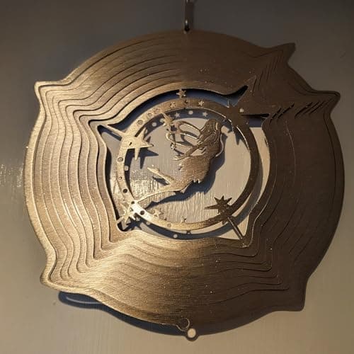 Image of Spin-Art Classic 6"/15cm Stainless Steel Wind Spinner Sun Catcher + Swivel Hook "SILVER FAIRY"