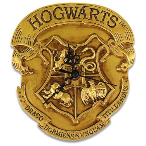 Image of Harry Potter Wall Clock (Hogwarts Crest Moulded Design) 25cm Diameter, Gifts for Women and Men, Gifts for Girls and Boys - Official Merchandise