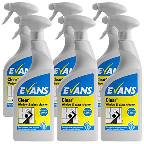 Image of 6 x Evans Clear Furniture Polish Window and Glass Cleaner Trigger Spray Bottle 750ML Bottles