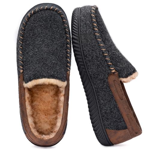 Image of RockDove Men's Hearthfire Memory Foam Moc Slipper, Size 10 UK Men, Black
